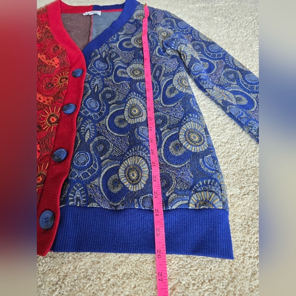 Kahindo Windhoek Womens Cardigan Sweater Size L Blue And Red - Picture 8 of 10